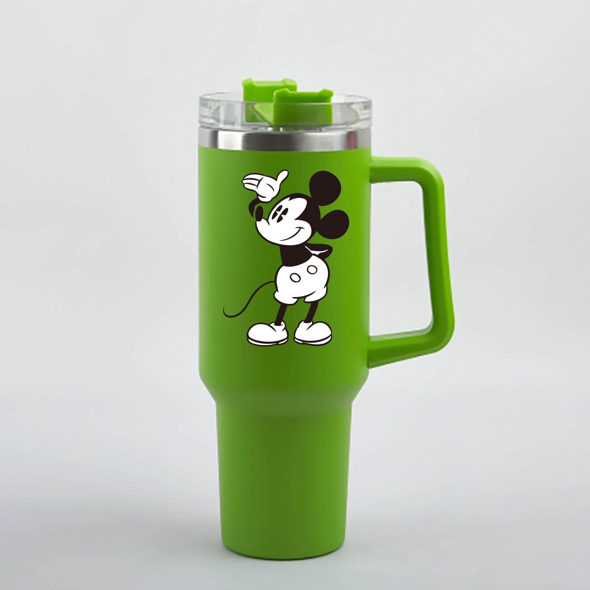 （画像用） ミッキーマウス Mickey Mouse 1200mL車用タンブラー - クリスタルステッカー（プラスチックストロー付き）